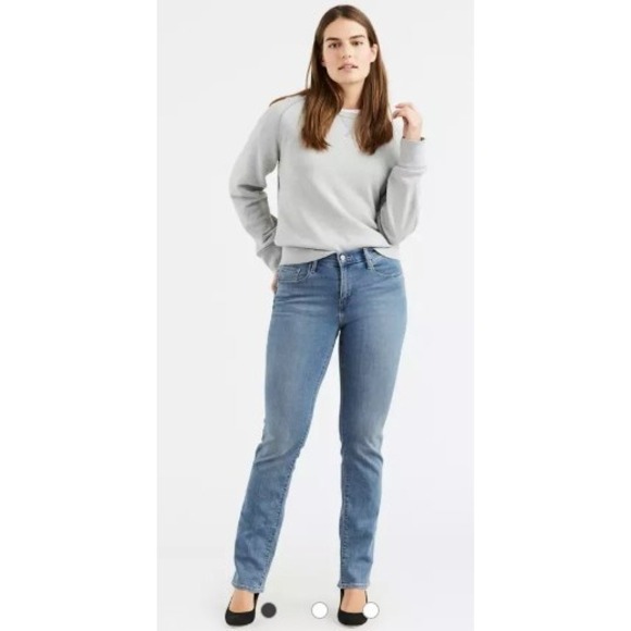 Levi's 505 Women's Straight Leg Jeans Size 16 Ambiance Blue Mid Rise Stretch - Picture 1 of 9